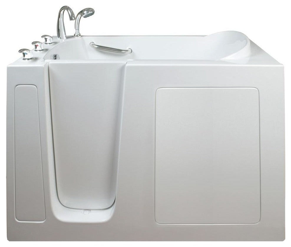 Ella's Bubbles Narrow Walk-In Air and Hydrotherapy Massage Bathtub, White