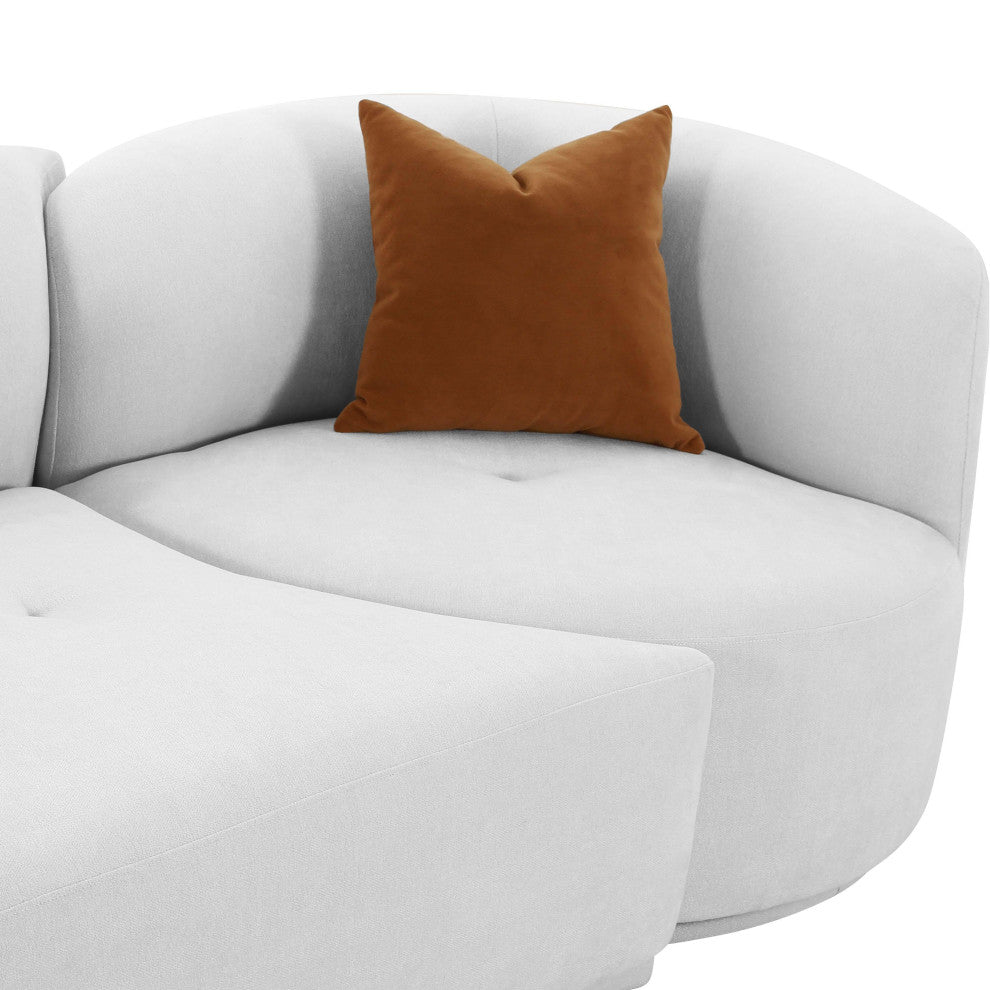 Fickle Grey Velvet 2-Piece Modular LAF Sofa - Grey