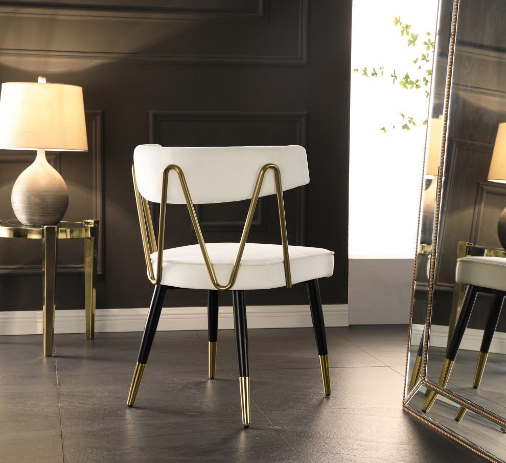 Rheingold Upholstered Dining Chair, Cream, Velvet