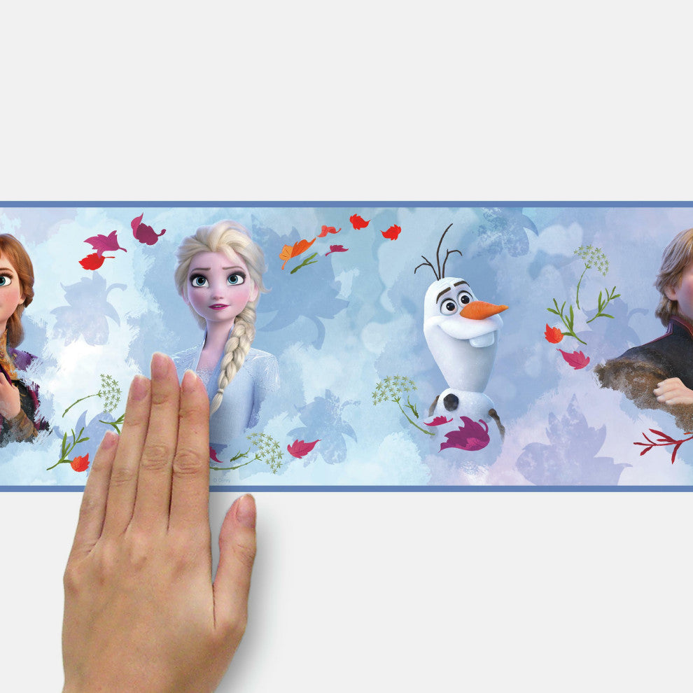 Frozen 2 Peel and Stick Wallpaper Border, White and Blue
