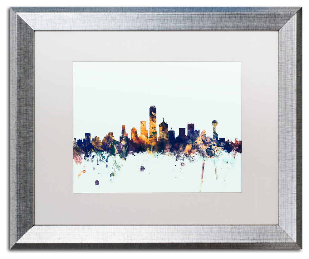 Michael Tompsett 'Dallas Texas Skyline Blue' Matted Framed Art, 16x20