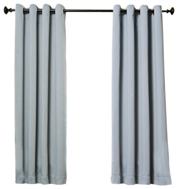 Solid Grommet Top Thermal Insulated Blackout Curtains, Gray, 63"