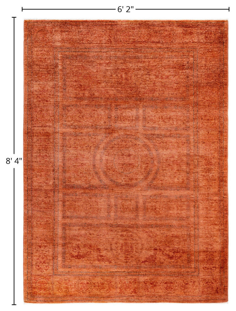 Overdyed One-of-a-Kind Hand-Knotted Area Rug Pink, 6' 2" x 8' 4"
