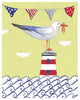 "Coastal Bird I Flags" Digital Paper Print by Farida Zaman, 18"x22"