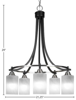 Paramount 5-Light Chandelier, Brushed Nickel, 4" White Marble Glass