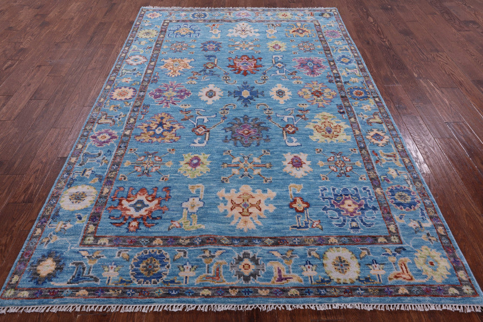 Turkish Oushak Hand-Knotted Wool Rug 6' 4" X 9' 2" - Q15656
