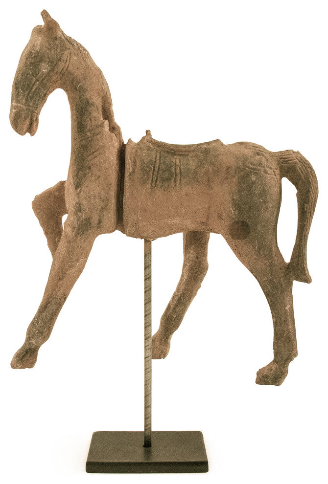 Distressed Resin Horse on Stand