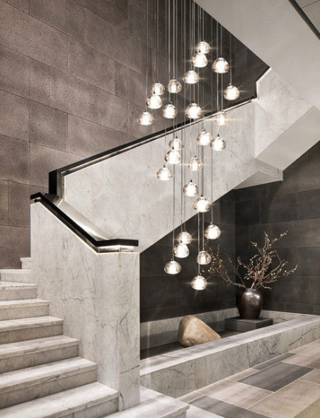 Hanging Modern Crystal Lamp for Staircase, 30 Lights