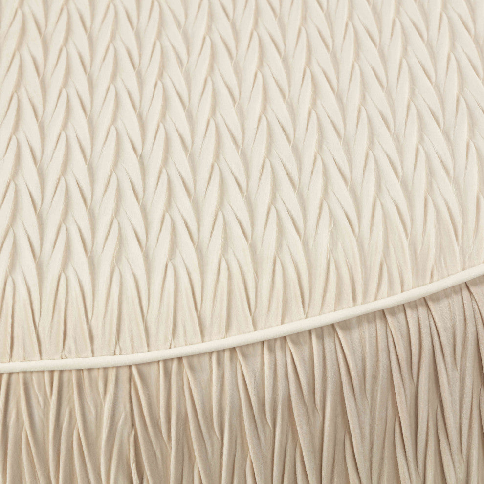 Cortesi Home Valde Round Ottoman, Beige
