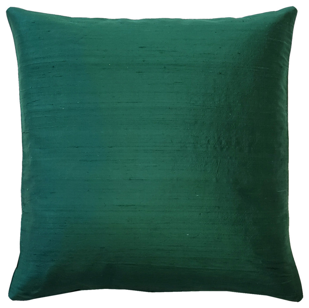 Pillow Decor Sankara Silk Throw Pillows 20"x20", Forest Green