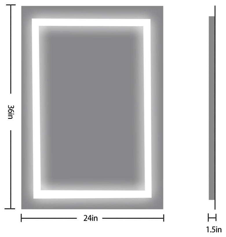 Anti-Fog Dimmable Multi-Color Inductive Touch LED Bathroom Mirror, 24x36 Inch