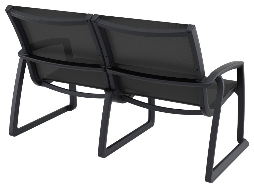 Pacific LoveSeat With Arms Frame Sling, Black