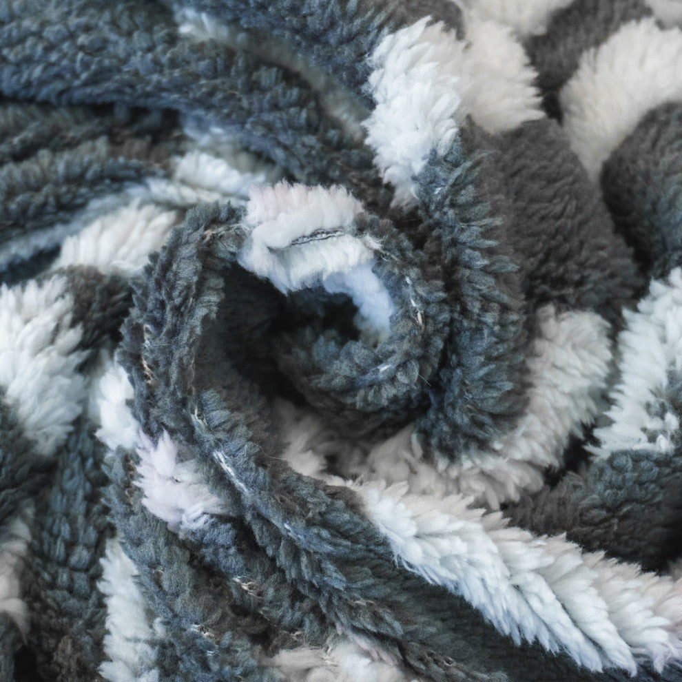 Jacquard Sherpa Throw Blanket, Gray