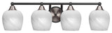 Paramount 4-Light Bath Bar, Matte Black & Brushed Nickel, 6" White Marble Glass