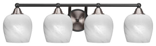Paramount 4-Light Bath Bar, Matte Black & Brushed Nickel, 6" White Marble Glass