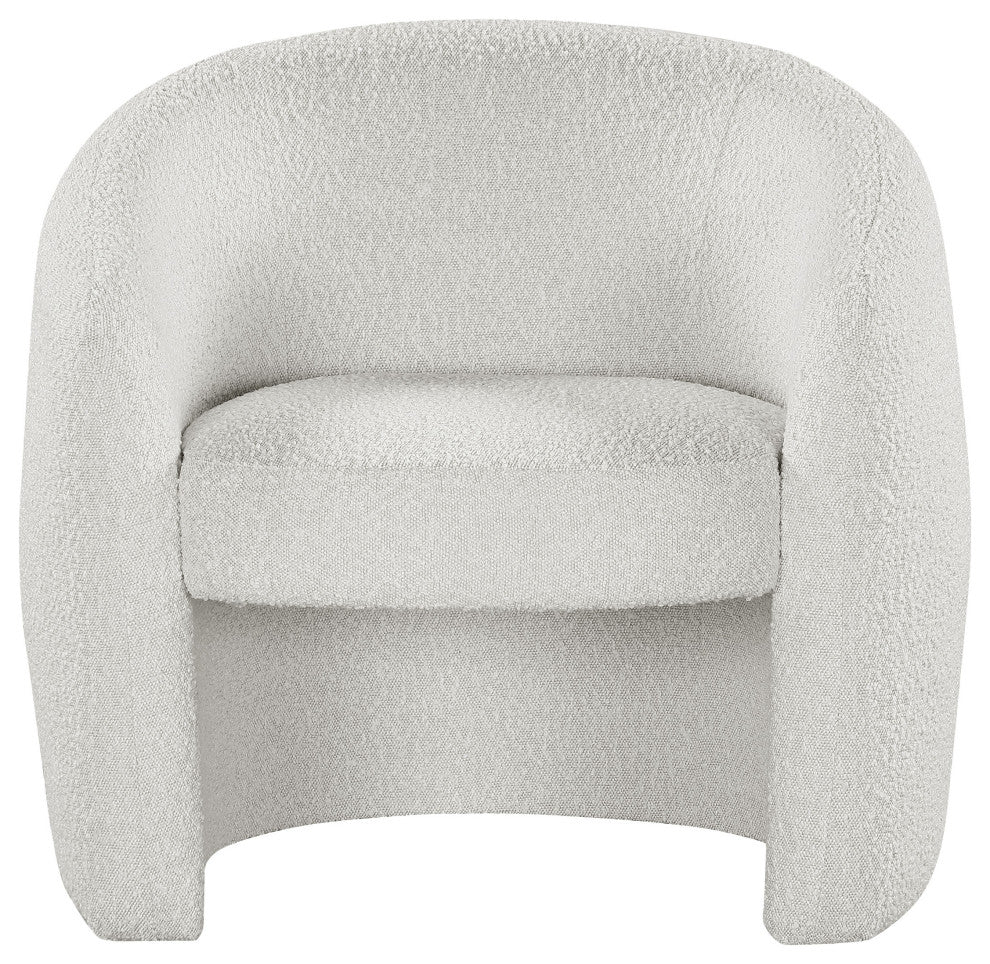Acadia Boucle Fabric Upholstered Accent Chair, Cream