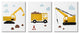 Illustration of Construction Trucks with Crayon Stylization3-Piece, 16x20