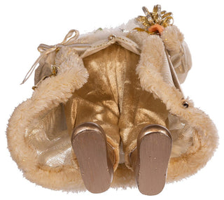 17" Light Gold Santa, Staff and Bells