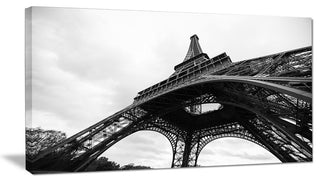 "Paris Eiffel Tower in Black and White" Side View Wall Art, 40"x20"