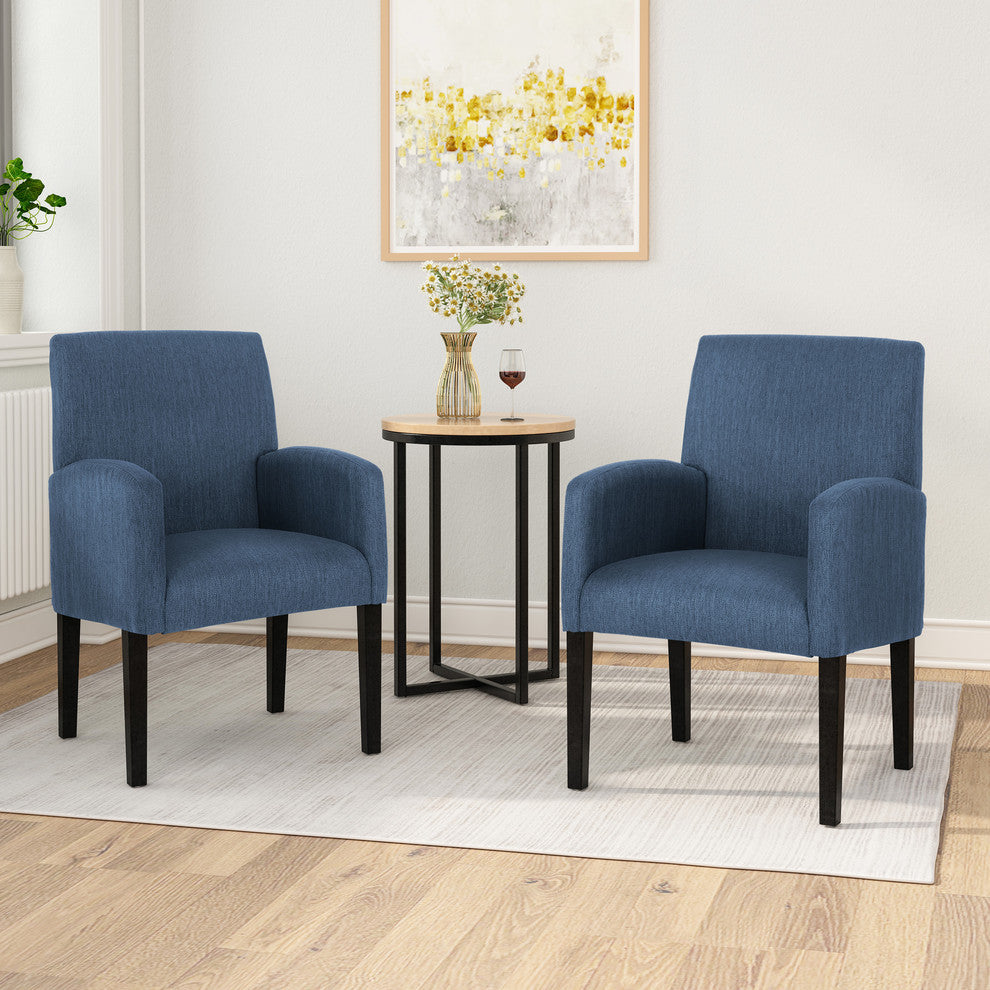 Fairy Contemporary Fabric Dining Chairs, Set of 2, Navy