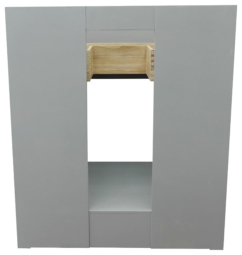 30" Single Vanity, Gray Ash, White Carrara Top, Oval Sink