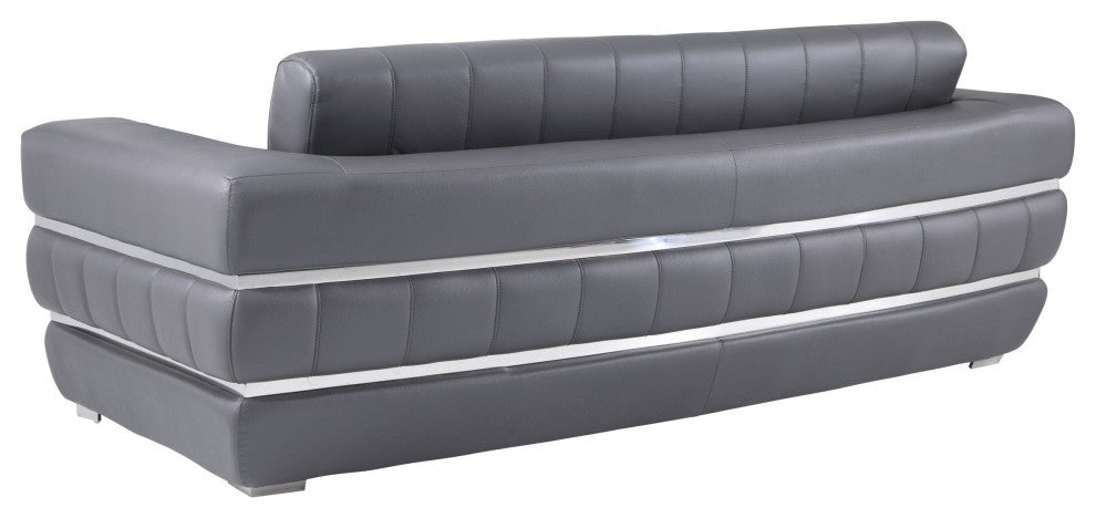 Ferrara Genuine Italian Leather Modern Sofa Dark Gray