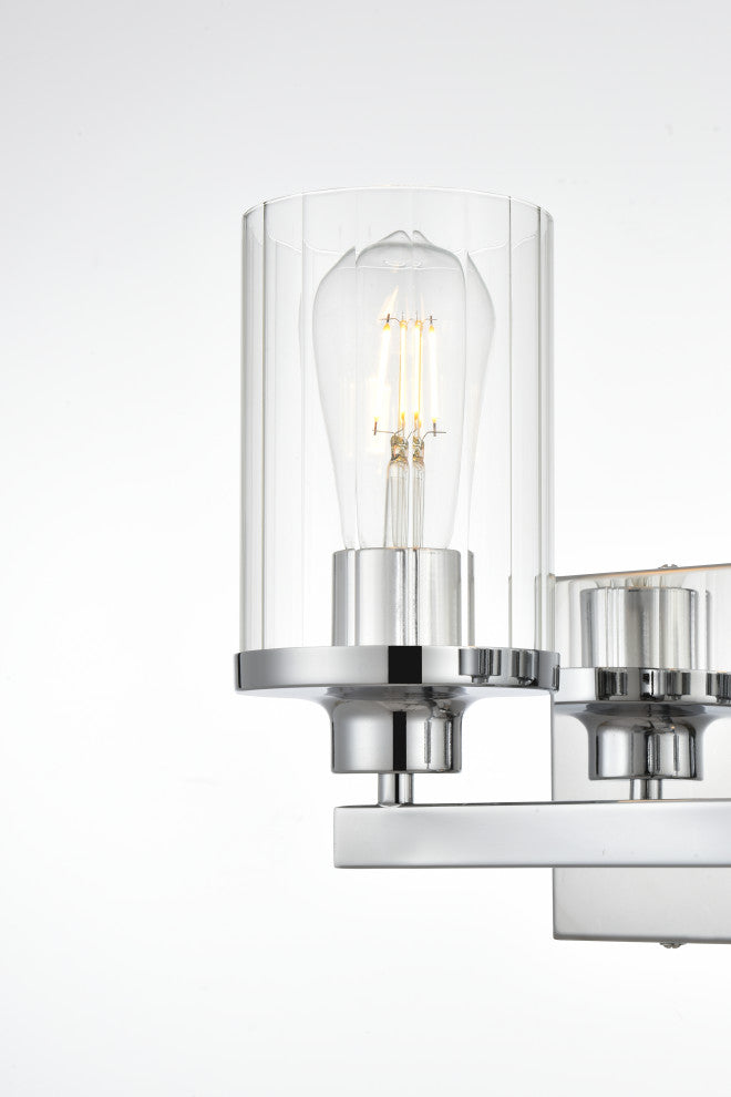 2 Light Chrome And Clear Bath Sconce