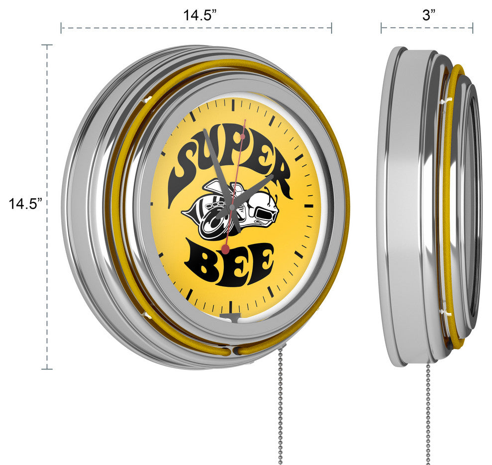 Dodge Chrome Double Rung Neon Clock, Super Bee