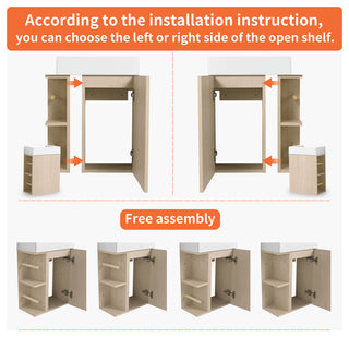 16 Inch Plywood Wall-Mounted Bathroom Vanity Set with  Gel Sink