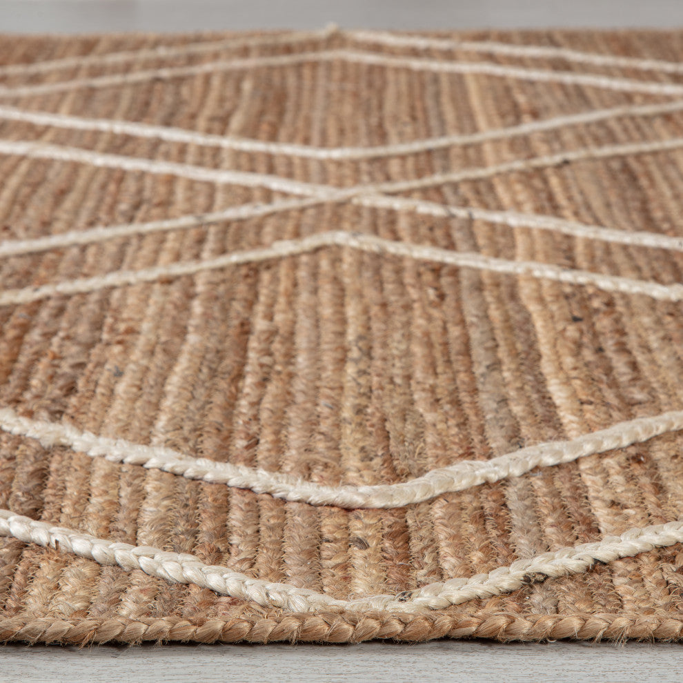 9' x 12' Bougainvillea Natural and Ivory Lattice Braided Area Rug