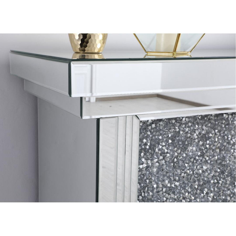 47.5" Crystal Mirrored Mantle With Crystal Insert Fireplace