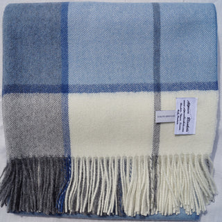 Baby Alpaca Horizon Throw Blanket, Ecru Gray Light Blue