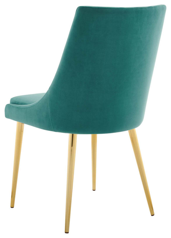 Modern Dining Room Side Dining Chair, Velvet Fabric Metal Steel, Aqua Blue