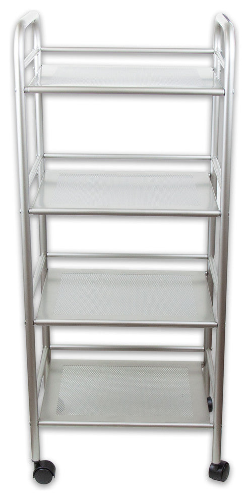 4"-Tier Steel Rolling Storage Cart, Satin Nickel