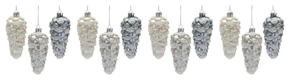 Beaded Glass Pinecone Ornament, 12-Piece Set