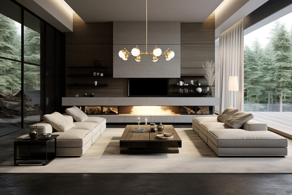 Z-Lite 7517-8 Realm Sphere 8 Light 44"W Chandelier - Modern Gold