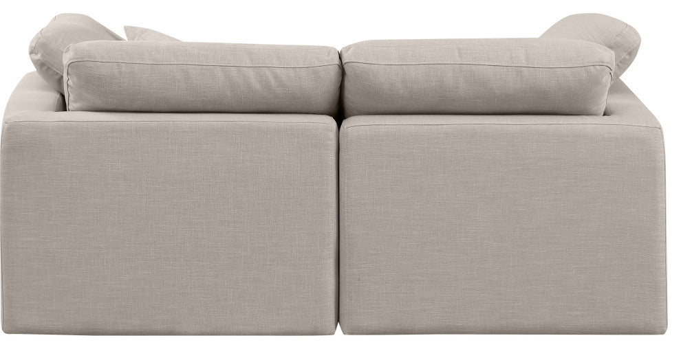Indulge Upholstered Modular Sofa, Beige, 2-Piece: 2 Corner Chair, Down Stuffed Linen Textured Fabric