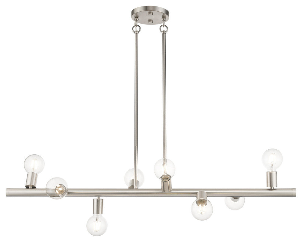 Livex Lighting Bannister 8-Light Brushed Nickel Large Chandelier