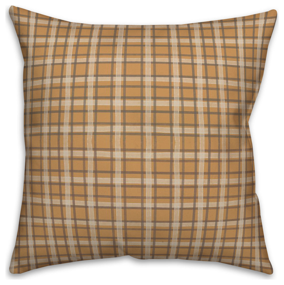Orange Multi Plaid 18x18 Spun Poly Pillow