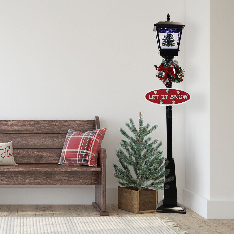 Let It Snow 71" Lamp, Black, Holiday Tree, 2 Signs, Snow, Holiday Music