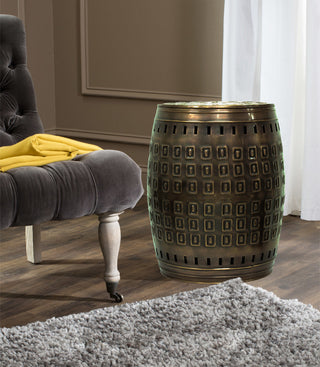 Saffron Fabs Hand Hammered 2-Piece Metal Stool, Bronze