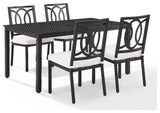 Crosley Furniture Chambers 5-Piece Steel Metal Outdoor Dining Set in Cream/Black
