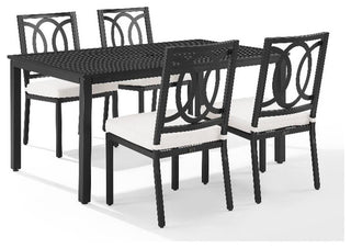 Crosley Furniture Chambers 5-Piece Steel Metal Outdoor Dining Set in Cream/Black