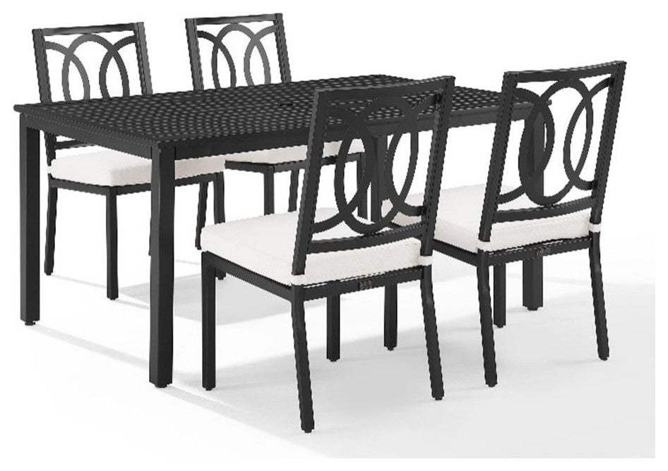 Crosley Furniture Chambers 5-Piece Steel Metal Outdoor Dining Set in Cream/Black