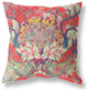 20" Red Green Flower Bloom Suede Throw Pillow