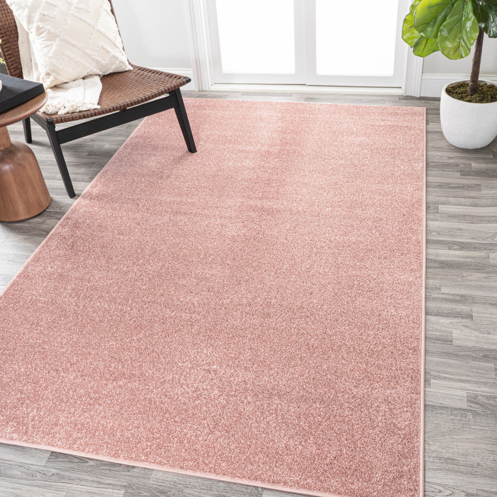 Haze Solid Low-Pile Runner Rug, Pink, 9 X 12