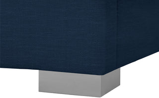 Pierce Linen Textured Fabric Upholstered Bed, Navy, Twin