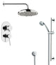 Chrome Shower System With 9" Rain Shower Head and Hand Shower