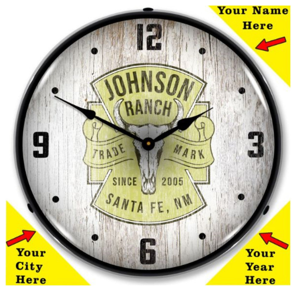 AG20111171 Add Your Name Rustic Ranch Clock