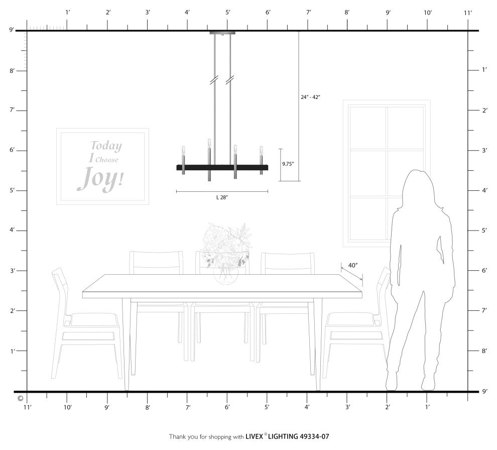 Livex Lighting Denmark 4 Light Bronze, Antique Brass Accents Linear Chandelier